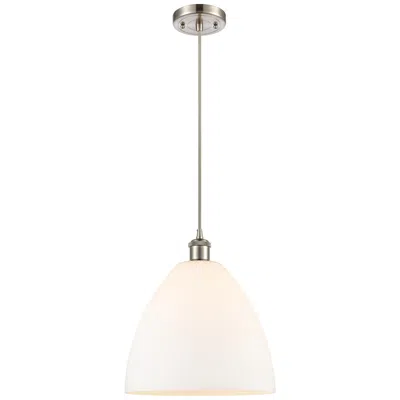 Innovations Lighting Ballston Bristol Glass 12" Mini Pendant - Satin Nickel - Matte White