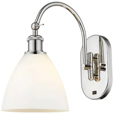 Innovations Lighting Ballston Bristol Glass 8" Incandescent Sconce - Nickel Finish - White