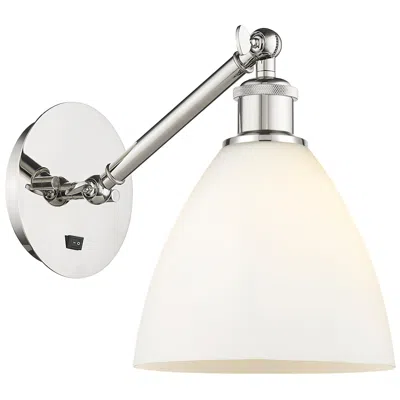 Innovations Lighting Ballston Bristol Glass 8" Incandescent Sconce - Nickel Finish - White