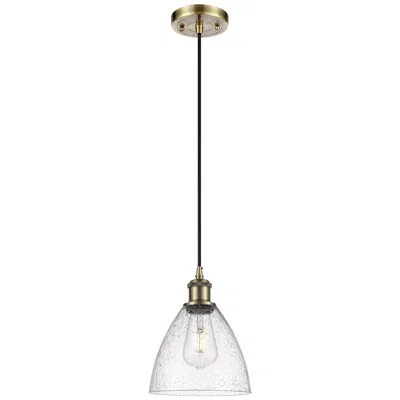 Innovations Lighting Ballston Bristol Glass 8" Led Mini Pendant - Antique Brass - Seedy Sha