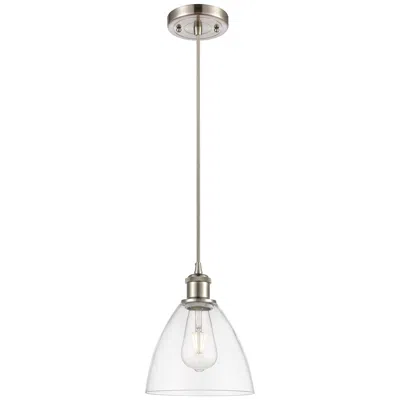 Innovations Lighting Ballston Bristol Glass 8" Led Mini Pendant - Brushed Satin Nickel - Cl In Silver