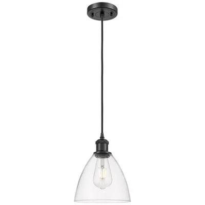 Innovations Lighting Ballston Bristol Glass 8" Led Mini Pendant - Matte Black - Clear Shade