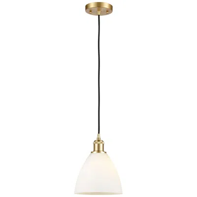 Innovations Lighting Ballston Bristol Glass 8" Led Mini Pendant - Satin Gold - Matte White
