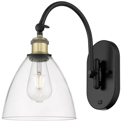 Innovations Lighting Ballston Bristol Glass 8" Led Sconce - Black Brass Finish - Clear Shad