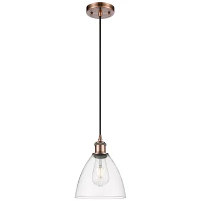 Innovations Lighting Ballston Bristol Glass 8" Mini Pendant - Antique Copper - Clear Shade