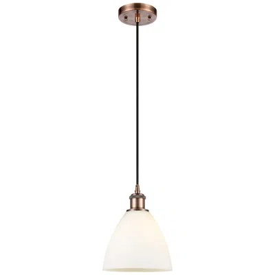 Innovations Lighting Ballston Bristol Glass 8" Mini Pendant - Antique Copper - Matte White
