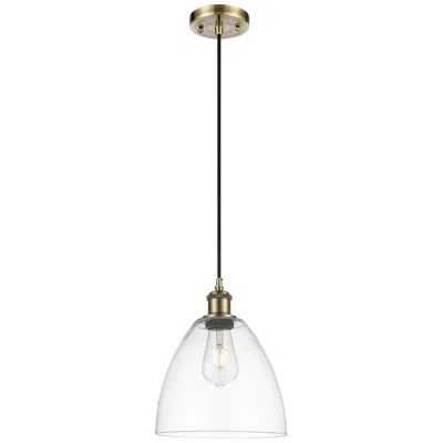 Innovations Lighting Ballston Bristol Glass 9" Led Mini Pendant - Antique Brass - Clear Sha