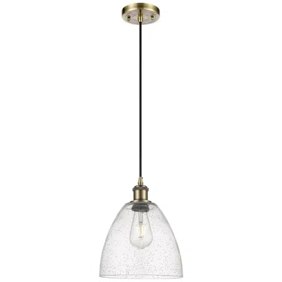Innovations Lighting Ballston Bristol Glass 9" Led Mini Pendant - Antique Brass - Seedy Sha