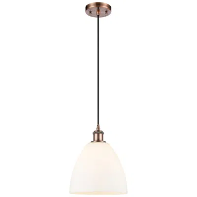 Innovations Lighting Ballston Bristol Glass 9" Led Mini Pendant - Antique Copper - Matte Wh