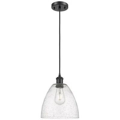 Innovations Lighting Ballston Bristol Glass 9" Led Mini Pendant - Matte Black - Seedy Shade