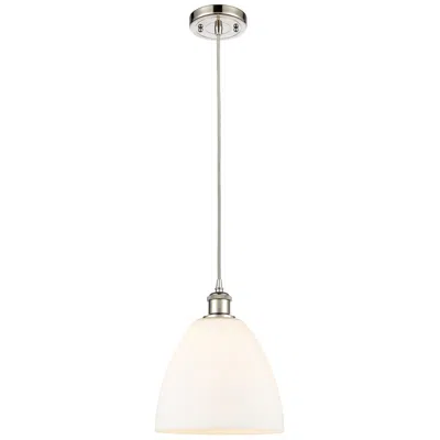 Innovations Lighting Ballston Bristol Glass 9" Led Mini Pendant - Polished Nickel - Matte W In Silver