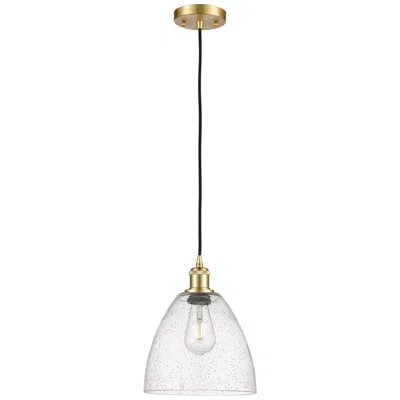 Innovations Lighting Ballston Bristol Glass 9" Led Mini Pendant - Satin Gold - Seedy Shade