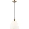 Innovations Lighting Ballston Bristol Glass 9" Mini Pendant - Antique Brass - Matte White S In Neutral