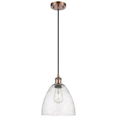 Innovations Lighting Ballston Bristol Glass 9" Mini Pendant - Antique Copper - Seedy Shade