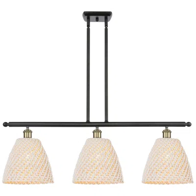 Innovations Lighting Ballston Bristol Natural 36"w 3 Light Black Brass Stem Island Light