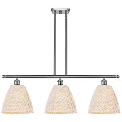 Innovations Lighting Ballston Bristol Natural 36"w 3 Light Brushed Nickel Stem Island Light