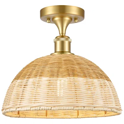 Innovations Lighting Ballston Bristol Natural Ii 12" Wide Satin Gold Semi.flush Mount With