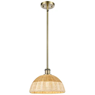 Innovations Lighting Ballston Bristol Natural Ii 12"w Antique Brass Stem Hung Mini Pendant