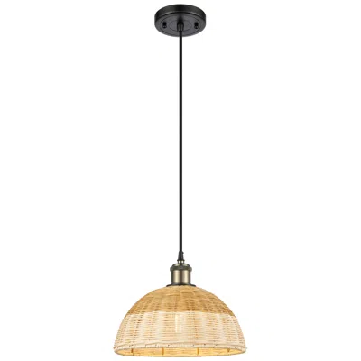 Innovations Lighting Ballston Bristol Natural Ii 12"w Black Brass Cord Hung Mini Pendant