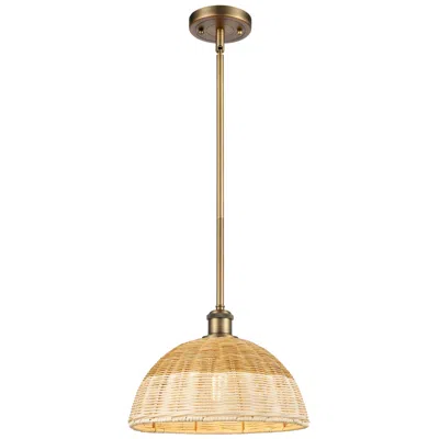 Innovations Lighting Ballston Bristol Natural Ii 12"w Brushed Brass Stem Hung Mini Pendant