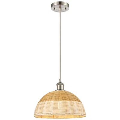 Innovations Lighting Ballston Bristol Natural Ii 12"w Brushed Nickel Cord Hung Mini Pendant