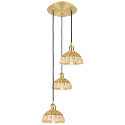 Innovations Lighting Ballston Bristol Natural Ii 14"w 3 Light Gold Cord Hung Multi Pendant