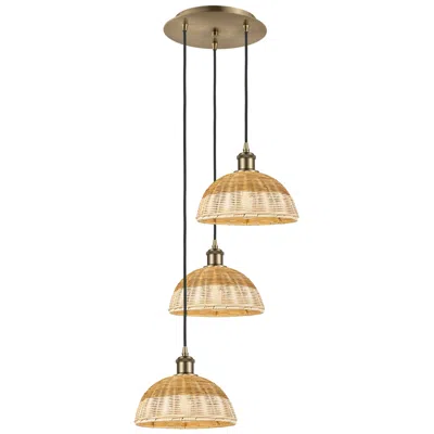 Innovations Lighting Ballston Bristol Natural Ii 16"w 3 Light Brass Cord Hung Multi Pendant