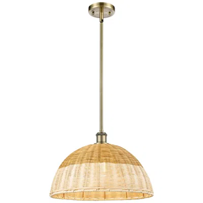 Innovations Lighting Ballston Bristol Natural Ii 16"w Antique Brass Stem Hung Mini Pendant