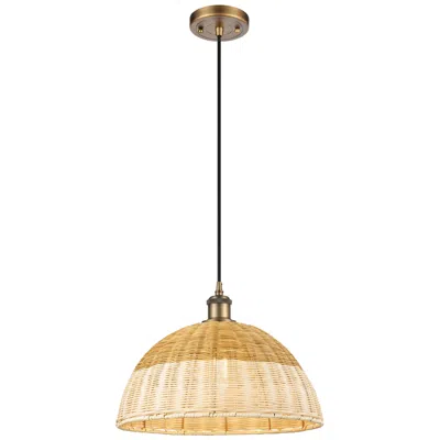 Innovations Lighting Ballston Bristol Natural Ii 16"w Brushed Brass Cord Hung Mini Pendant