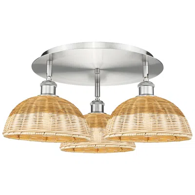 Innovations Lighting Ballston Bristol Natural Ii 21" Wide 3 Light Satin Nickel Flush Mount