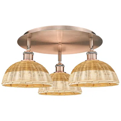 Innovations Lighting Ballston Bristol Natural Ii 21" Wide 3-lt Antique Copper Flush Mount