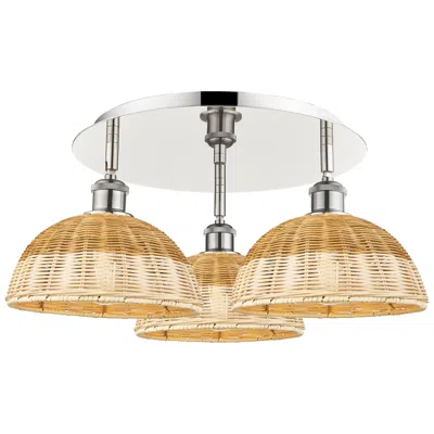 Innovations Lighting Ballston Bristol Natural Ii 21"w 3 Light Polished Nickel Flush Mount