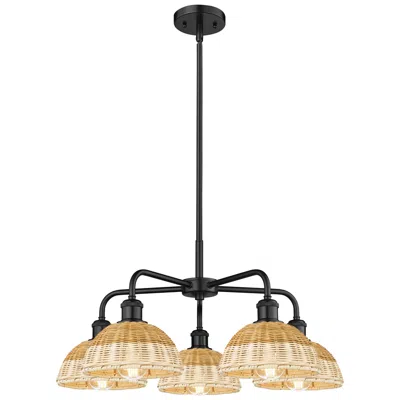 Innovations Lighting Ballston Bristol Natural Ii 26"w 5 Light Black Stem Hung Chandelier