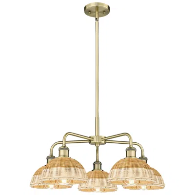 Innovations Lighting Ballston Bristol Natural Ii 26"w 5 Light Brass Stem Hung Chandelier In Gold