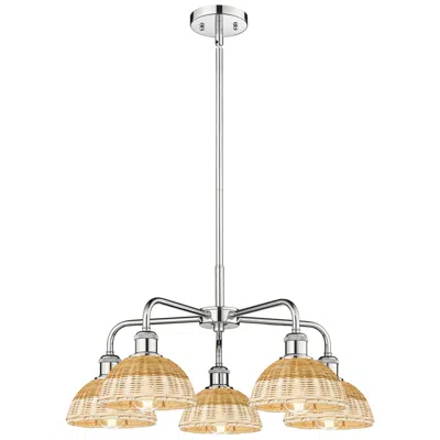 Innovations Lighting Ballston Bristol Natural Ii 26"w 5 Light Chrome Stem Hung Chandelier In Silver