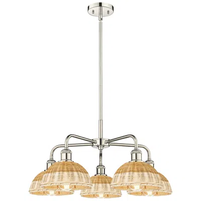Innovations Lighting Ballston Bristol Natural Ii 26"w 5 Light Polished Nickel Stem Chandelier In Silver