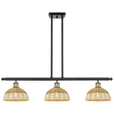 Innovations Lighting Ballston Bristol Natural Ii 36"w 3-lt Black Brass Stem Island W/ 9" Shades