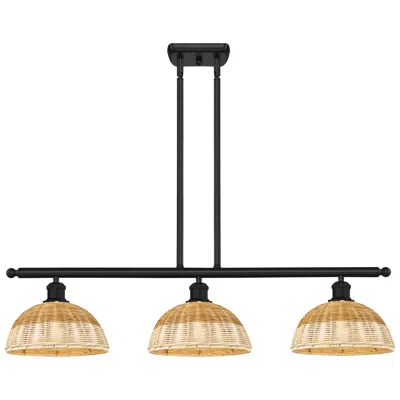 Innovations Lighting Ballston Bristol Natural Ii 36"w 3-lt Black Stem Island W/ 9" Nat