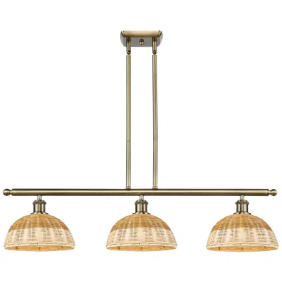 Innovations Lighting Ballston Bristol Natural Ii 36"w 3-lt Brass Stem Island W/ 9" Natural Shade