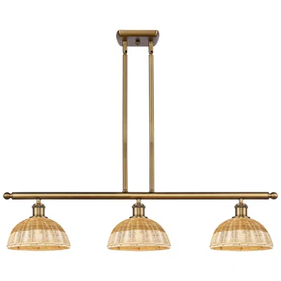 Innovations Lighting Ballston Bristol Natural Ii 36"w 3-lt Brush Brass Stem Island W/ 9&amp