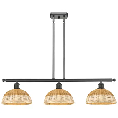 Innovations Lighting Ballston Bristol Natural Ii 36"w 3-lt Oil Bronze Stem Island W/ 9" Shades