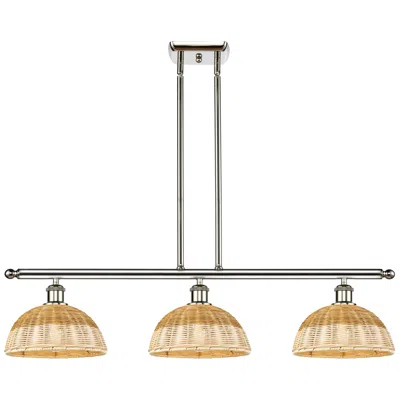 Innovations Lighting Ballston Bristol Natural Ii 36"w 3-lt Polish Nickel Stem Island W/ 9" Shade