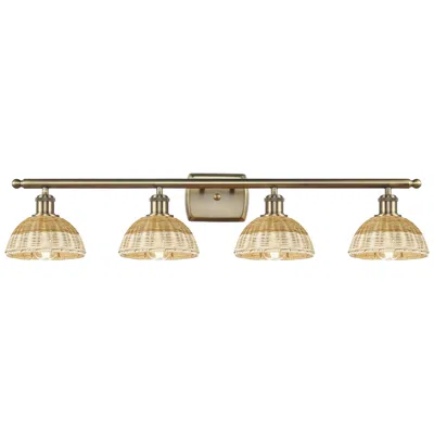 Innovations Lighting Ballston Bristol Natural Ii 38" Wide 4 Light Antique Brass Bath Light In Silver