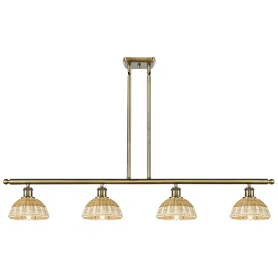 Innovations Lighting Ballston Bristol Natural Ii 48"w 4-lt Brass Stem Island W/ 8" Shades In Gold