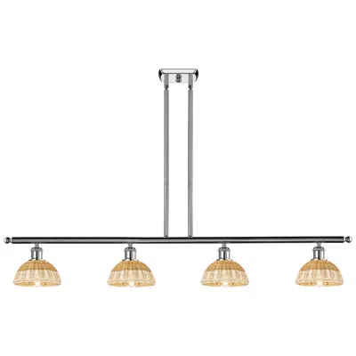 Innovations Lighting Ballston Bristol Natural Ii 48"w 4-lt Chrome Stem Island W/ 8" Shades In Silver