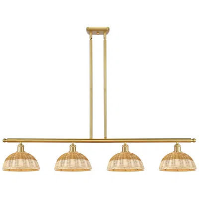Innovations Lighting Ballston Bristol Natural Ii 48"w 4-lt Gold Stem Island W/ 9" Natural Shade