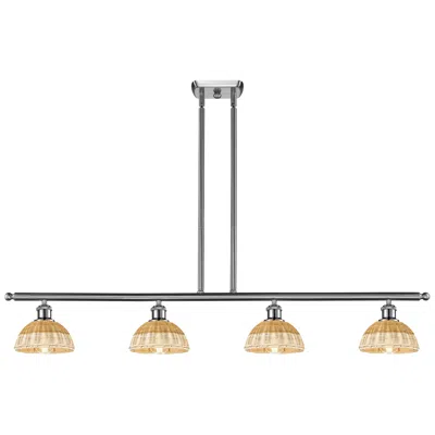 Innovations Lighting Ballston Bristol Natural Ii 48"w 4-lt Nickel Stem Island W/ 8" Shades In Silver