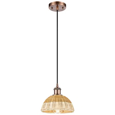 Innovations Lighting Ballston Bristol Natural Ii 8"w Antique Copper Cord Hung Mini Pendant In Multi