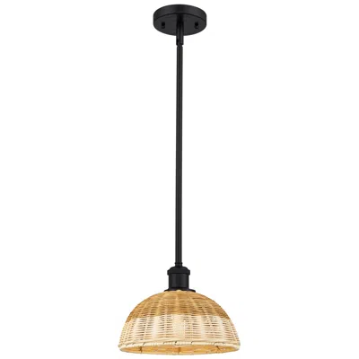 Innovations Lighting Ballston Bristol Natural Ii 9" Wide Matte Black Stem Hung Mini Pendant