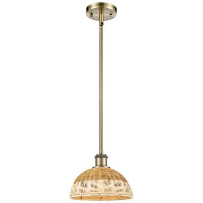 Innovations Lighting Ballston Bristol Natural Ii 9"w Antique Brass Stem Hung Mini Pendant